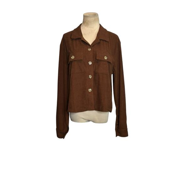Zeagoo brown corduroy long sleeves button shacket size Medium - Picture 11 of 11